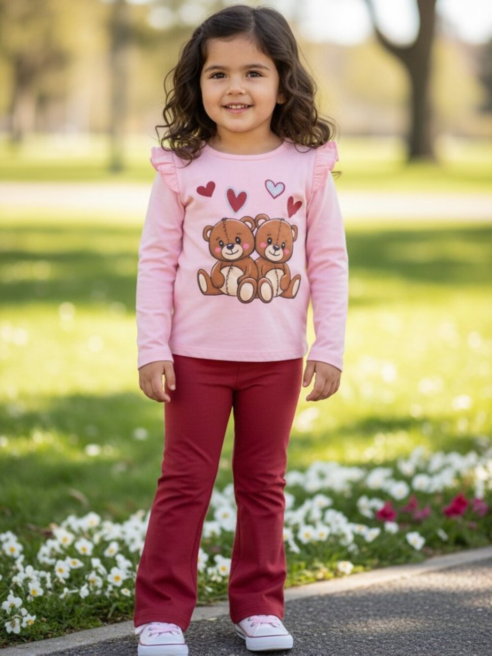 Pink Velvet Girls Teddy Bear 2PC Pant Set Size 4T